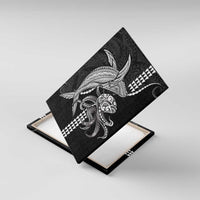 Kanaloa Aloha Hawaii Canvas Wall Art Humpback Whale Octopus Tattoo Kakau Pattern LT14 With Frame Black - Polynesian Pride