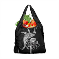 Kanaloa Aloha Hawaii Grocery Bag Humpback Whale Octopus Tattoo Kakau Pattern LT14 1-pack One Size Black - Polynesian Pride