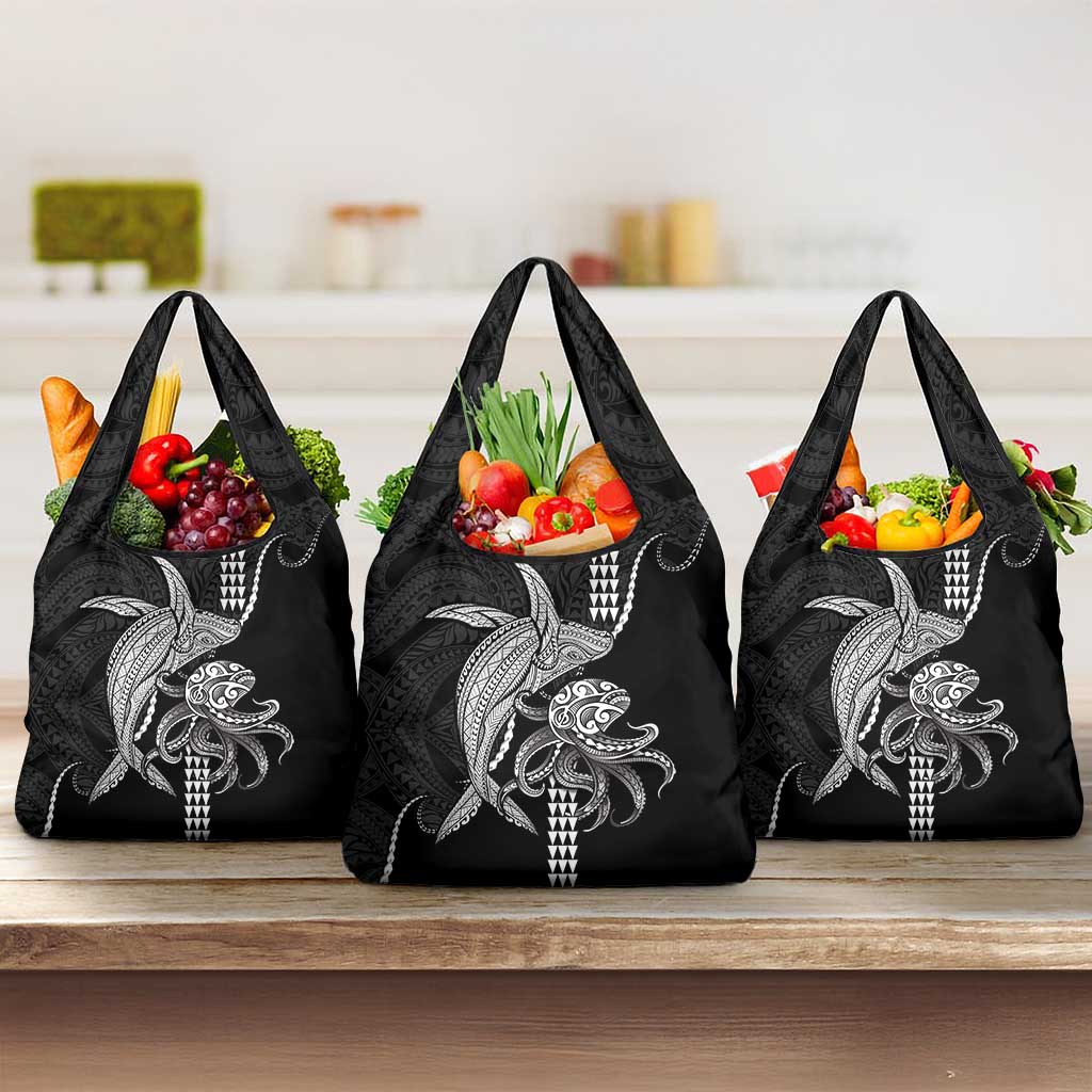 Kanaloa Aloha Hawaii Grocery Bag Humpback Whale Octopus Tattoo Kakau Pattern LT14 3-pack One Size Black - Polynesian Pride
