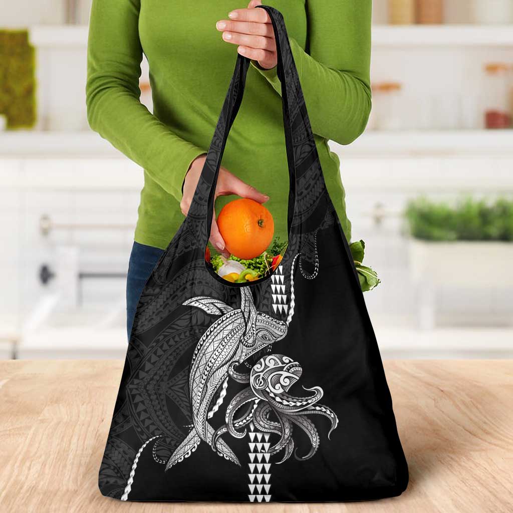 Kanaloa Aloha Hawaii Grocery Bag Humpback Whale Octopus Tattoo Kakau Pattern LT14 - Polynesian Pride
