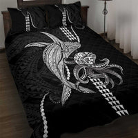 Kanaloa Aloha Hawaii Quilt Bed Set Humpback Whale Octopus Tattoo Kakau Pattern LT14 Black - Polynesian Pride