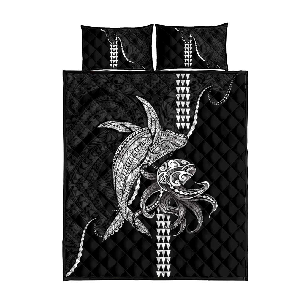Kanaloa Aloha Hawaii Quilt Bed Set Humpback Whale Octopus Tattoo Kakau Pattern LT14 - Polynesian Pride