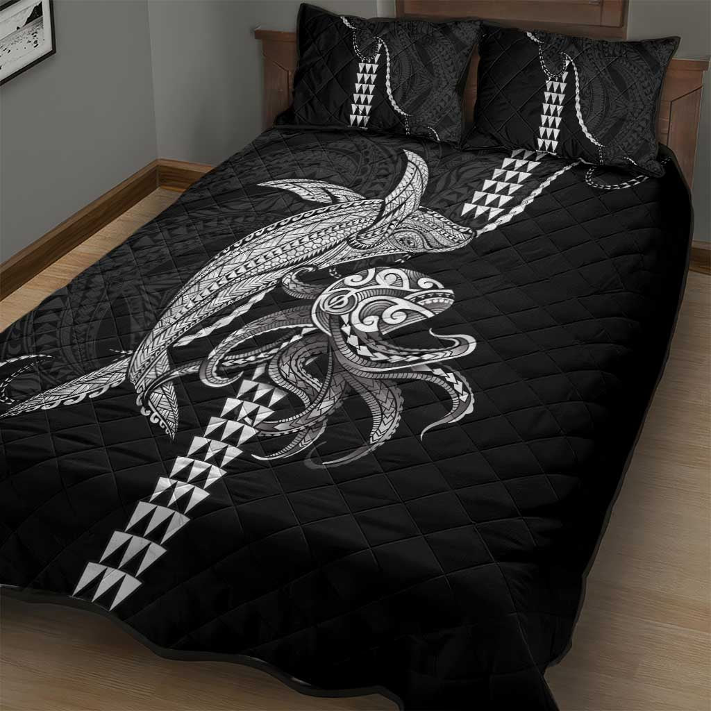 Kanaloa Aloha Hawaii Quilt Bed Set Humpback Whale Octopus Tattoo Kakau Pattern LT14 - Polynesian Pride