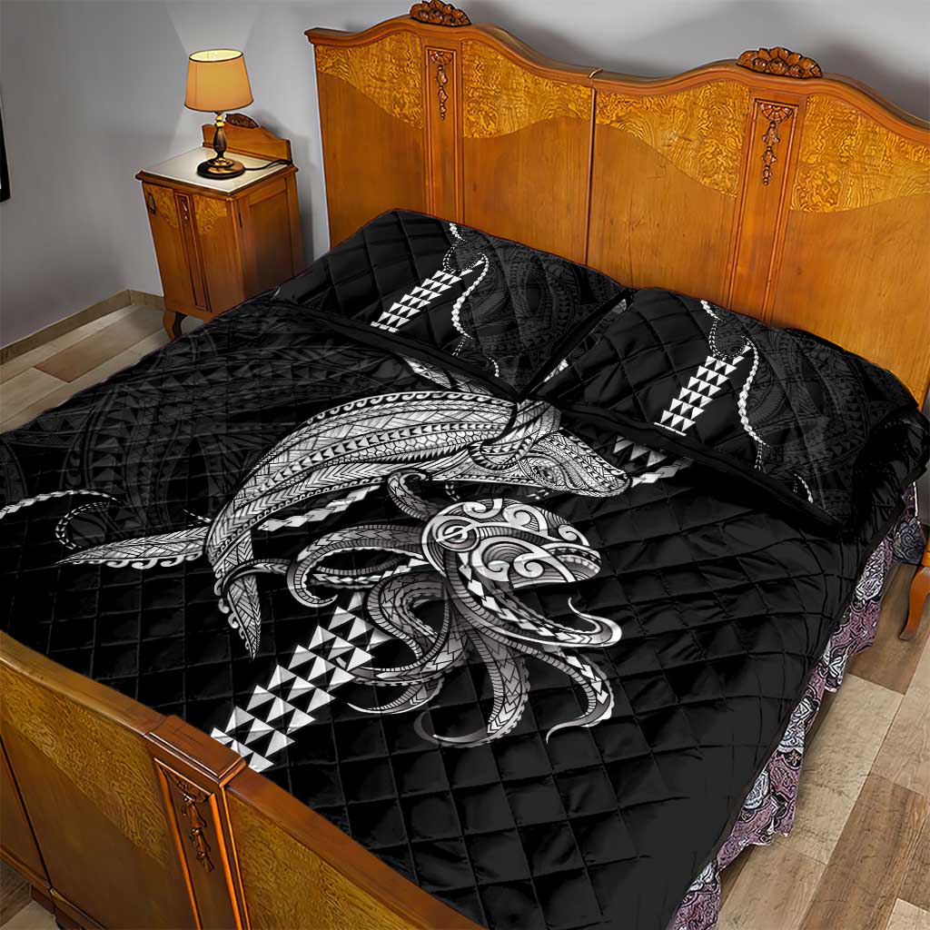Kanaloa Aloha Hawaii Quilt Bed Set Humpback Whale Octopus Tattoo Kakau Pattern LT14 - Polynesian Pride