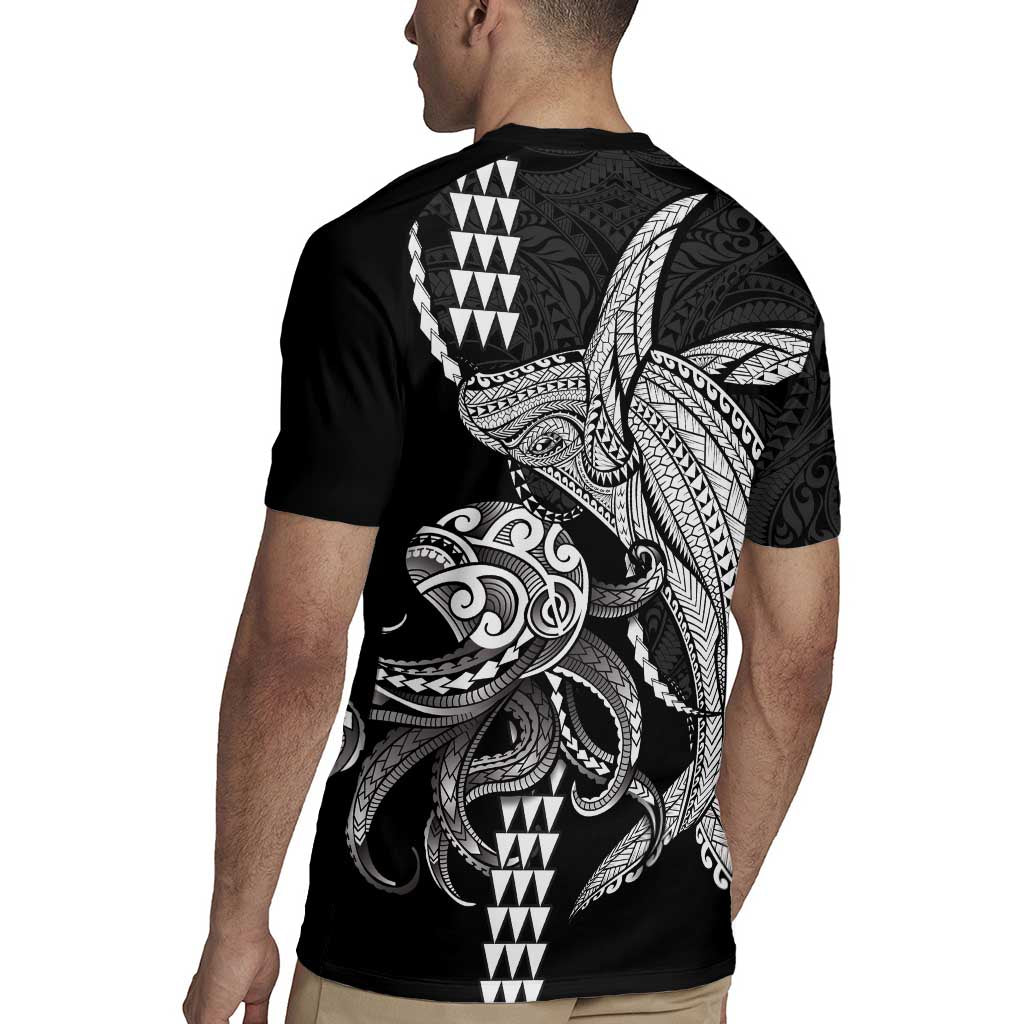 Kanaloa Aloha Hawaii Rugby Jersey Humpback Whale Octopus Tattoo Kakau Pattern LT14 - Polynesian Pride