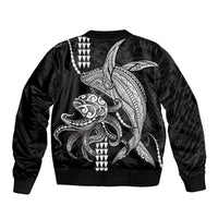 Kanaloa Aloha Hawaii Sleeve Zip Bomber Jacket Humpback Whale Octopus Tattoo Kakau Pattern LT14 - Polynesian Pride