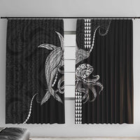 Kanaloa Aloha Hawaii Window Curtain Humpback Whale Octopus Tattoo Kakau Pattern LT14 With Hooks Black - Polynesian Pride