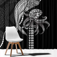 Kanaloa Aloha Hawaii Window Curtain Humpback Whale Octopus Tattoo Kakau Pattern LT14 - Polynesian Pride
