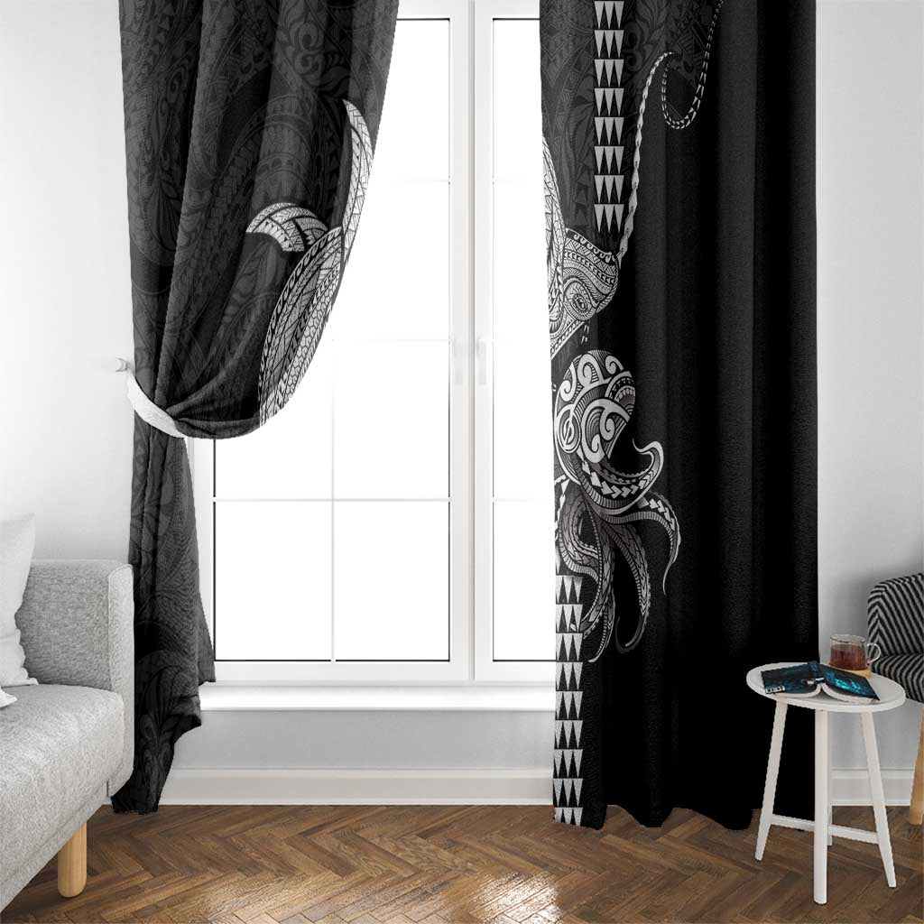 Kanaloa Aloha Hawaii Window Curtain Humpback Whale Octopus Tattoo Kakau Pattern LT14 - Polynesian Pride