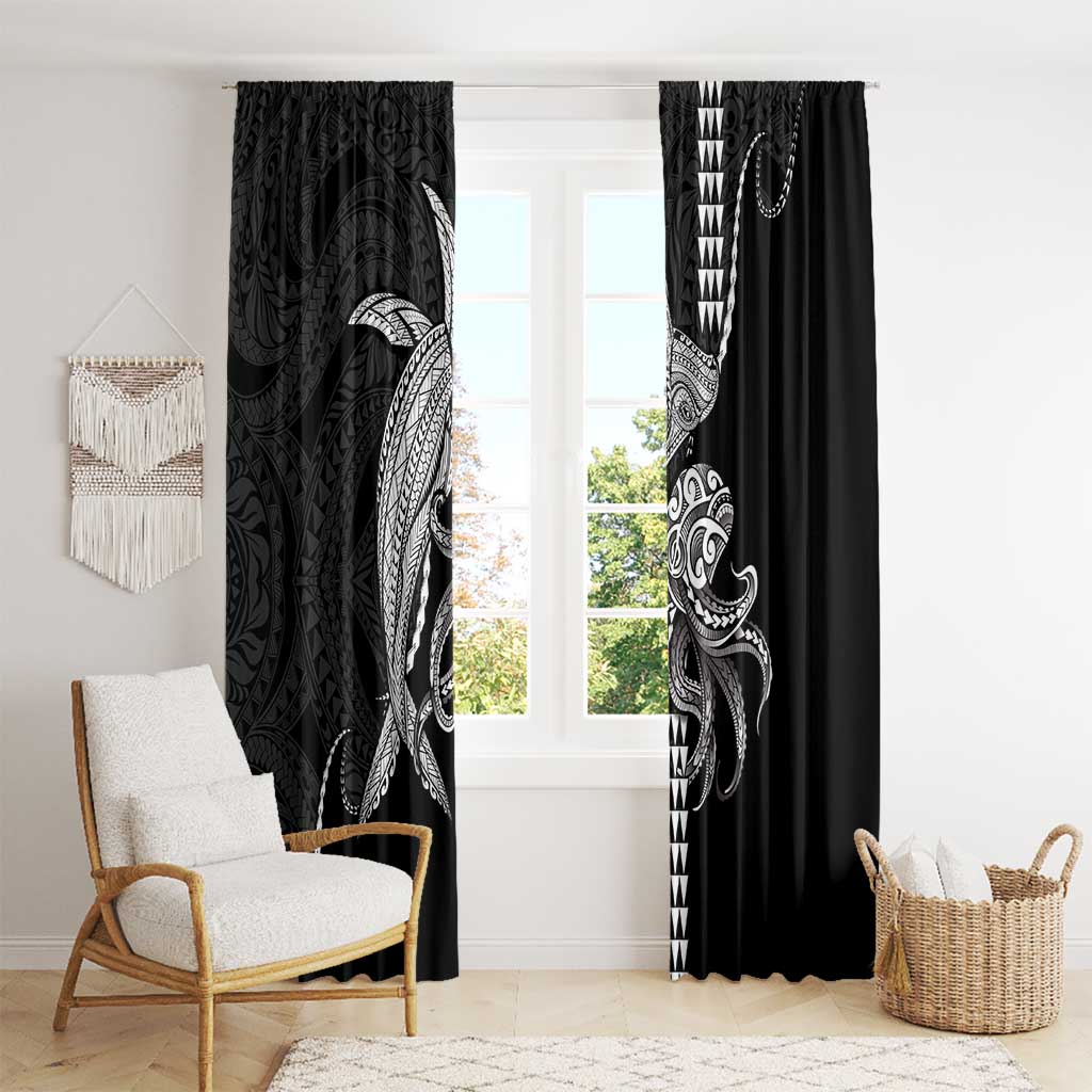 Kanaloa Aloha Hawaii Window Curtain Humpback Whale Octopus Tattoo Kakau Pattern LT14 - Polynesian Pride