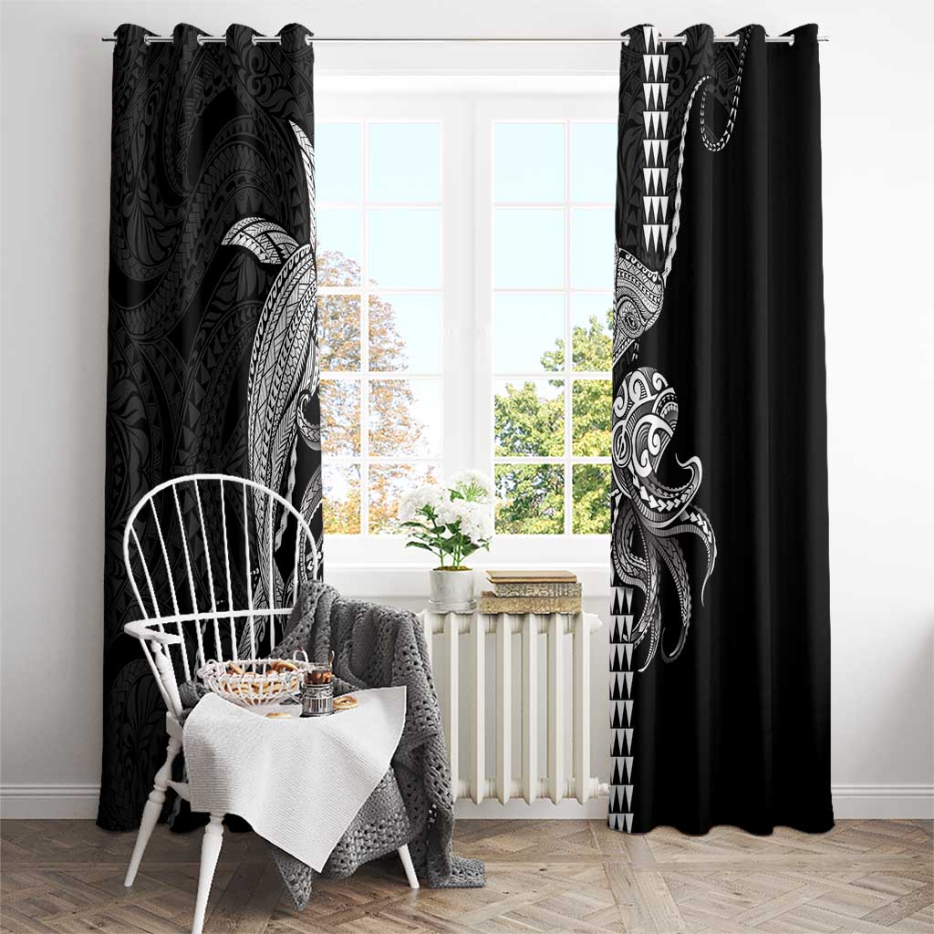 Kanaloa Aloha Hawaii Window Curtain Humpback Whale Octopus Tattoo Kakau Pattern LT14 - Polynesian Pride