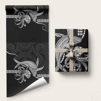 Kanaloa Aloha Hawaii Wrapping Paper Humpback Whale Octopus Tattoo Kakau Pattern LT14 58" × 23" Black - Polynesian Pride