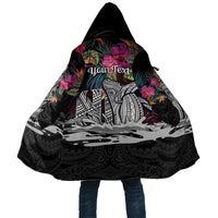 Personalised Hawaii Cloak Humpback Whale Tattoo With Tropical Flowers Black LT14 Unisex Black - Polynesian Pride