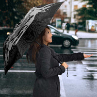 Personalised Hawaii Umbrella Humpback Whale Tattoo With Tropical Flowers Black LT14 - Polynesian Pride