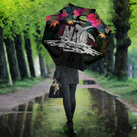 Personalised Hawaii Umbrella Humpback Whale Tattoo With Tropical Flowers Black LT14 - Polynesian Pride