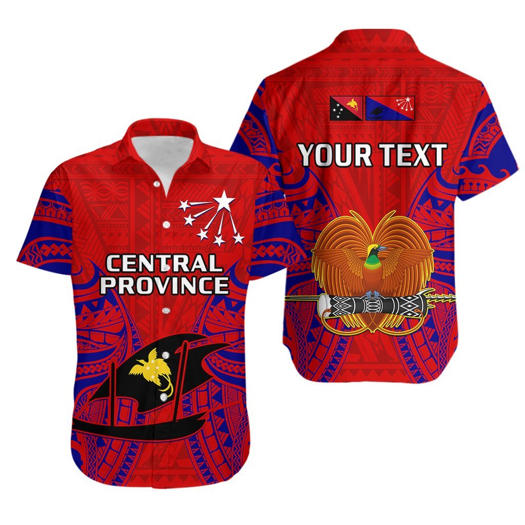 (Custom Personalised) Papua New Guinea Hawaiian Shirt Central Province Mix Coat Of Arms Polynesian Art LT14 Red - Polynesian Pride