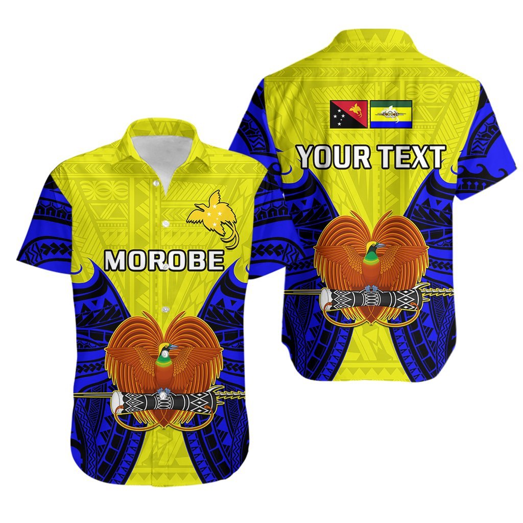 (Custom Personalised) Papua New Guinea Hawaiian Shirt Morobe Province Mix Coat Of Arms Polynesian Art LT14 Yellow - Polynesian Pride
