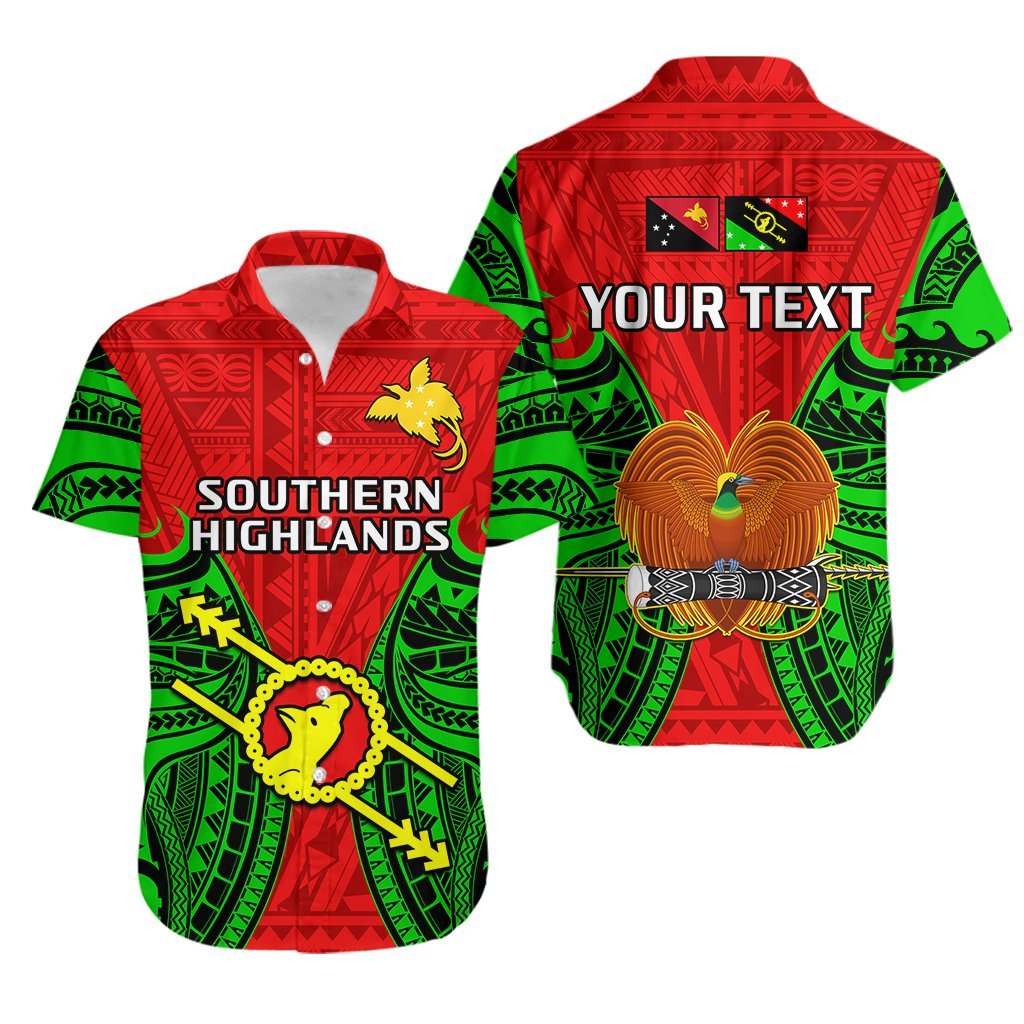(Custom Personalised) Papua New Guinea Hawaiian Shirt Southern Highlands Province Mix Coat Of Arms Polynesian Art LT14 Red - Polynesian Pride
