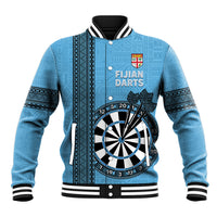 Personalised Fiji Darts Baseball Jacket Fijian Tapa Pattern - Blue LT14 Unisex Blue - Polynesian Pride