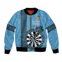 Personalised Fiji Darts Bomber Jacket Fijian Tapa Pattern - Blue LT14 Unisex Blue - Polynesian Pride