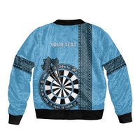 Personalised Fiji Darts Bomber Jacket Fijian Tapa Pattern - Blue LT14 - Polynesian Pride