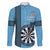 Personalised Fiji Darts Family Matching Off The Shoulder Long Sleeve Dress and Hawaiian Shirt Fijian Tapa Pattern - Blue