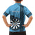 Personalised Fiji Darts Family Matching Off Shoulder Maxi Dress and Hawaiian Shirt Fijian Tapa Pattern - Blue