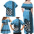 Personalised Fiji Darts Family Matching Off Shoulder Maxi Dress and Hawaiian Shirt Fijian Tapa Pattern - Blue