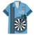 Personalised Fiji Darts Family Matching Off Shoulder Short Dress and Hawaiian Shirt Fijian Tapa Pattern - Blue