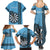 Personalised Fiji Darts Family Matching Summer Maxi Dress and Hawaiian Shirt Fijian Tapa Pattern - Blue