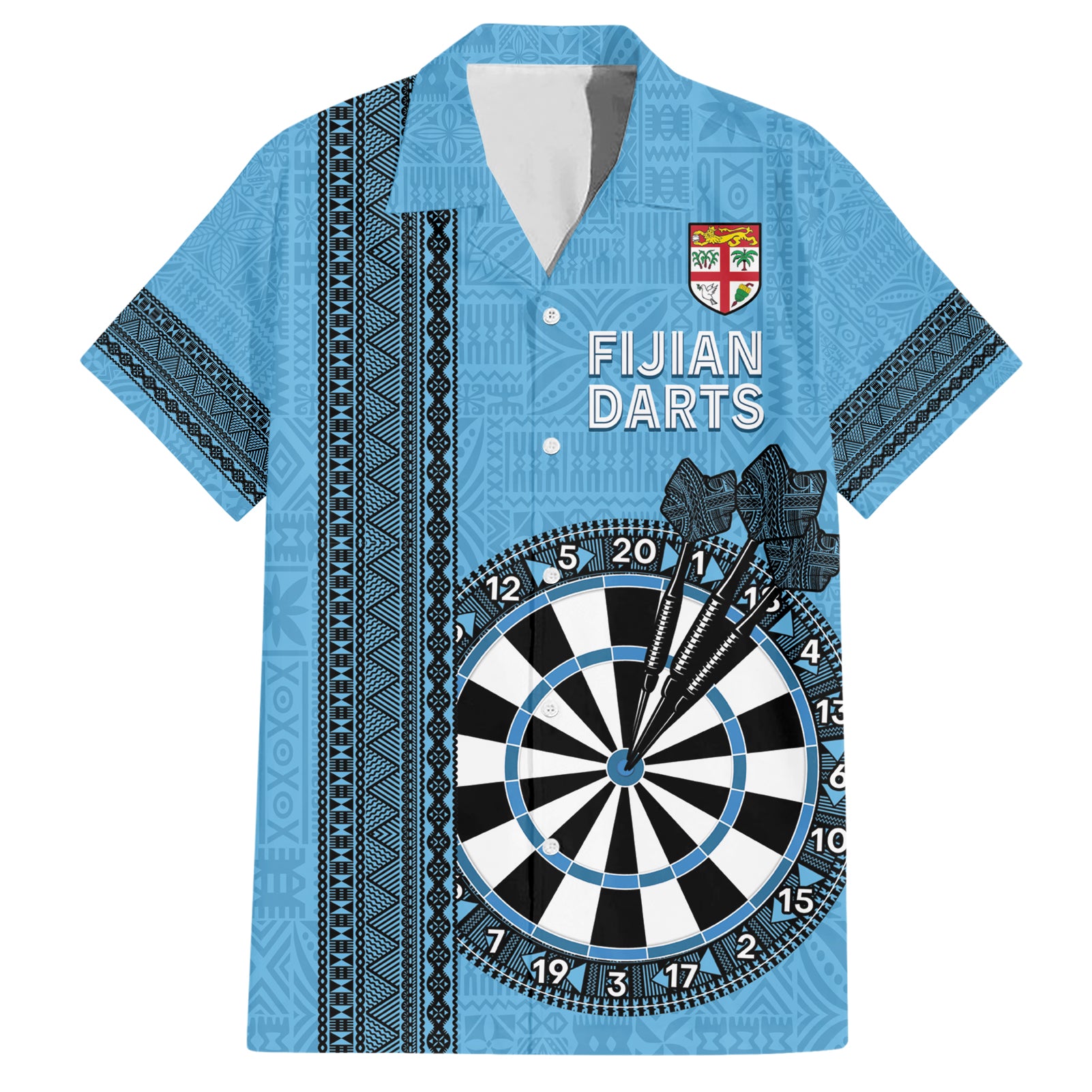 Personalised Fiji Darts Hawaiian Shirt Fijian Tapa Pattern - Blue