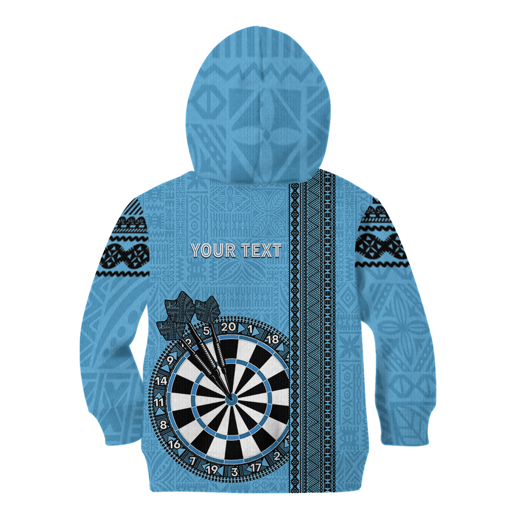 Personalised Fiji Darts Kid Hoodie Fijian Tapa Pattern - Blue LT14 - Polynesian Pride