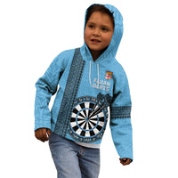 Personalised Fiji Darts Kid Hoodie Fijian Tapa Pattern - Blue LT14 - Polynesian Pride