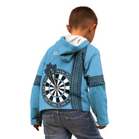 Personalised Fiji Darts Kid Hoodie Fijian Tapa Pattern - Blue LT14 - Polynesian Pride