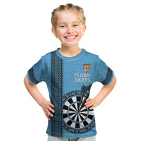 Personalised Fiji Darts Kid T Shirt Fijian Tapa Pattern - Blue LT14 Blue - Polynesian Pride