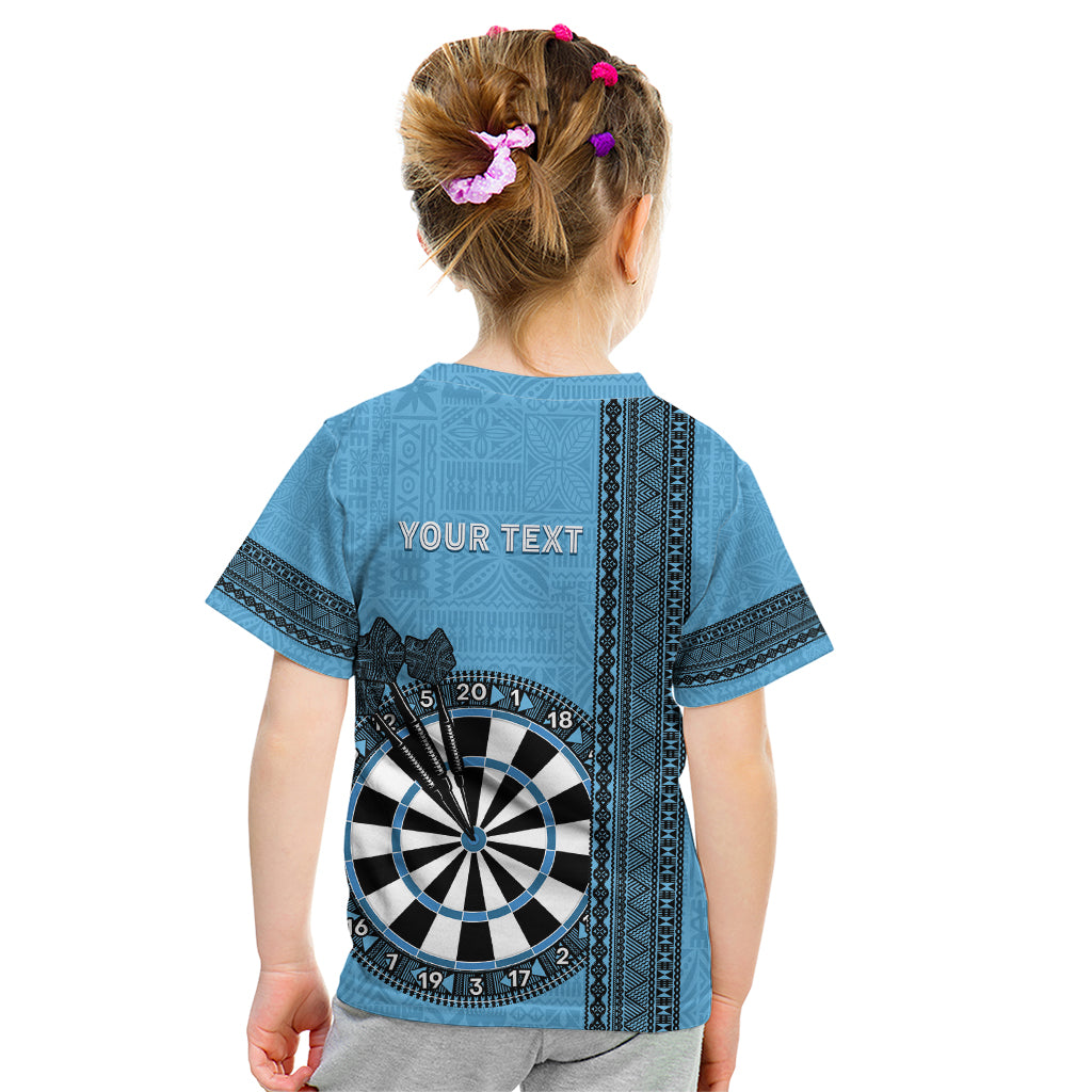 Personalised Fiji Darts Kid T Shirt Fijian Tapa Pattern - Blue LT14 - Polynesian Pride