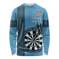 Personalised Fiji Darts Long Sleeve Shirt Fijian Tapa Pattern - Blue LT14 Unisex Blue - Polynesian Pride