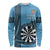 Personalised Fiji Darts Long Sleeve Shirt Fijian Tapa Pattern - Blue