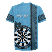 Personalised Fiji Darts Rugby Jersey Fijian Tapa Pattern - Blue LT14 - Polynesian Pride