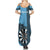 Personalised Fiji Darts Summer Maxi Dress Fijian Tapa Pattern - Blue