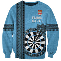 Personalised Fiji Darts Sweatshirt Fijian Tapa Pattern - Blue LT14 Unisex Blue - Polynesian Pride