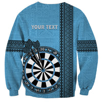 Personalised Fiji Darts Sweatshirt Fijian Tapa Pattern - Blue LT14 - Polynesian Pride