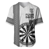 Personalised Fiji Darts Baseball Jersey Fijian Tapa Pattern - White LT14 White - Polynesian Pride