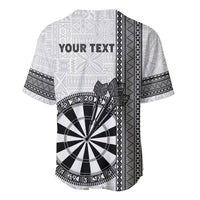 Personalised Fiji Darts Baseball Jersey Fijian Tapa Pattern - White LT14 - Polynesian Pride