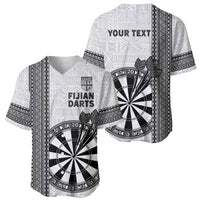 Personalised Fiji Darts Baseball Jersey Fijian Tapa Pattern - White LT14 - Polynesian Pride