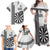 Personalised Fiji Darts Family Matching Off Shoulder Maxi Dress and Hawaiian Shirt Fijian Tapa Pattern - White