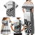 Personalised Fiji Darts Family Matching Off Shoulder Maxi Dress and Hawaiian Shirt Fijian Tapa Pattern - White