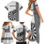 Personalised Fiji Darts Family Matching Short Sleeve Bodycon Dress and Hawaiian Shirt Fijian Tapa Pattern - White