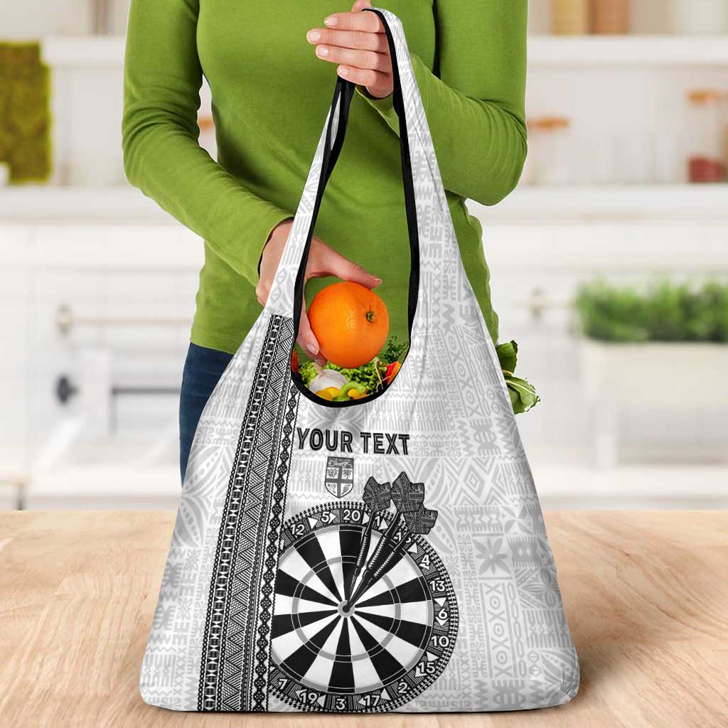 Fiji Darts Grocery Bag Fijian Tapa Pattern - White LT14 - Polynesian Pride