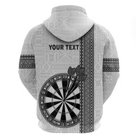 Personalised Fiji Darts Hoodie Fijian Tapa Pattern - White LT14 - Polynesian Pride